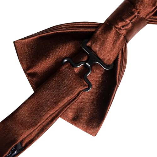 Image of Solid Color Bow Ties for Men Silk Pre-tied Tuxedo Bowtie Set 4PCS