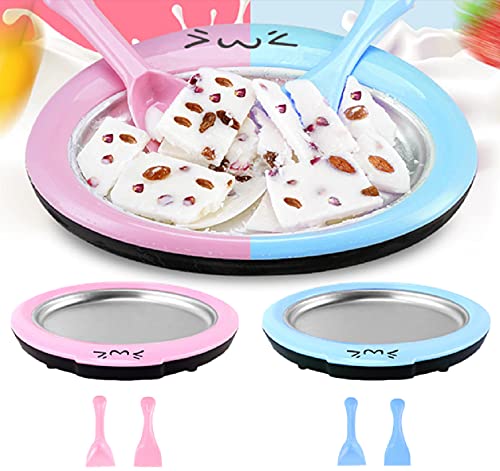 Fried Yogurt Machine Household Mini Ice Maker Children Homemade Fruit Ice Cream Plate Cute Kids Ice Porridge Fried Ice Tray (11.81x8.85 Inches, Blue)