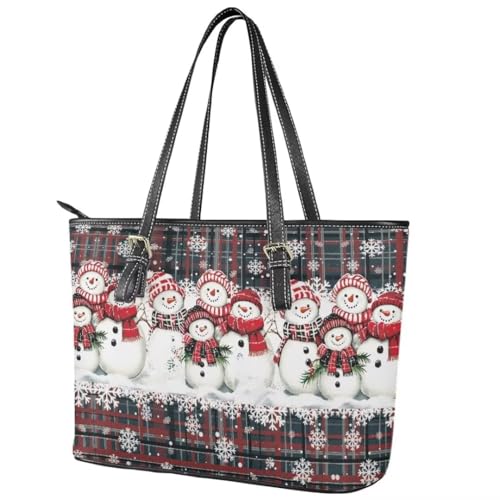 Image of Coldinair Christmas Leather Tote Bag for Women with Zipper Large Shoulder Tote Bag Shopping Casual Travel Bag Handbag Purse