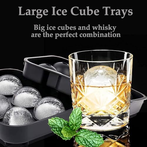 Silicone Ice Cube Trays,Sphere Ice Ball Maker with Lids & Large Square Ice Cube Molds for Cocktail, Freezer,Juice,Chocolate - Black, 100029-95UKA01 - Image 3