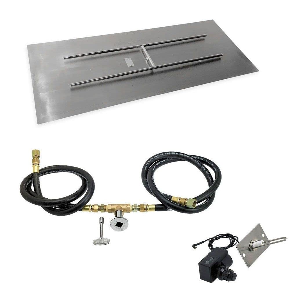 American Fireglass60 x 24 Rectangular Flat Fire Pit Pan with Spark Ignition Kit - Natural Gas