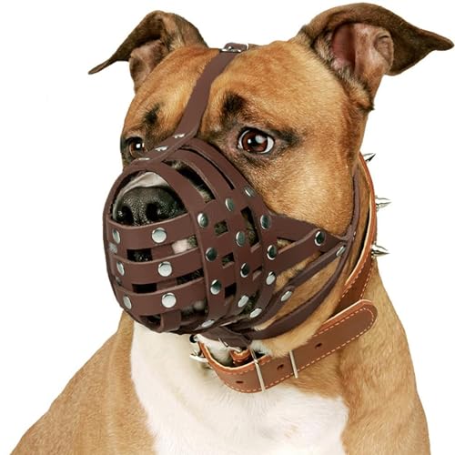CollarDirect Pitbull Dog Muzzle Leather Amstaff Muzzles Staffords...