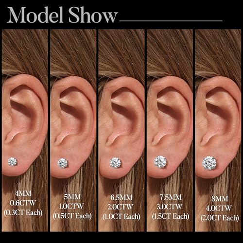 GEMQUEEN G23 Implant Grade Titanium Moissanite Stud Earrings, 4CT by GEMQUEEN - Used condition - Image 3