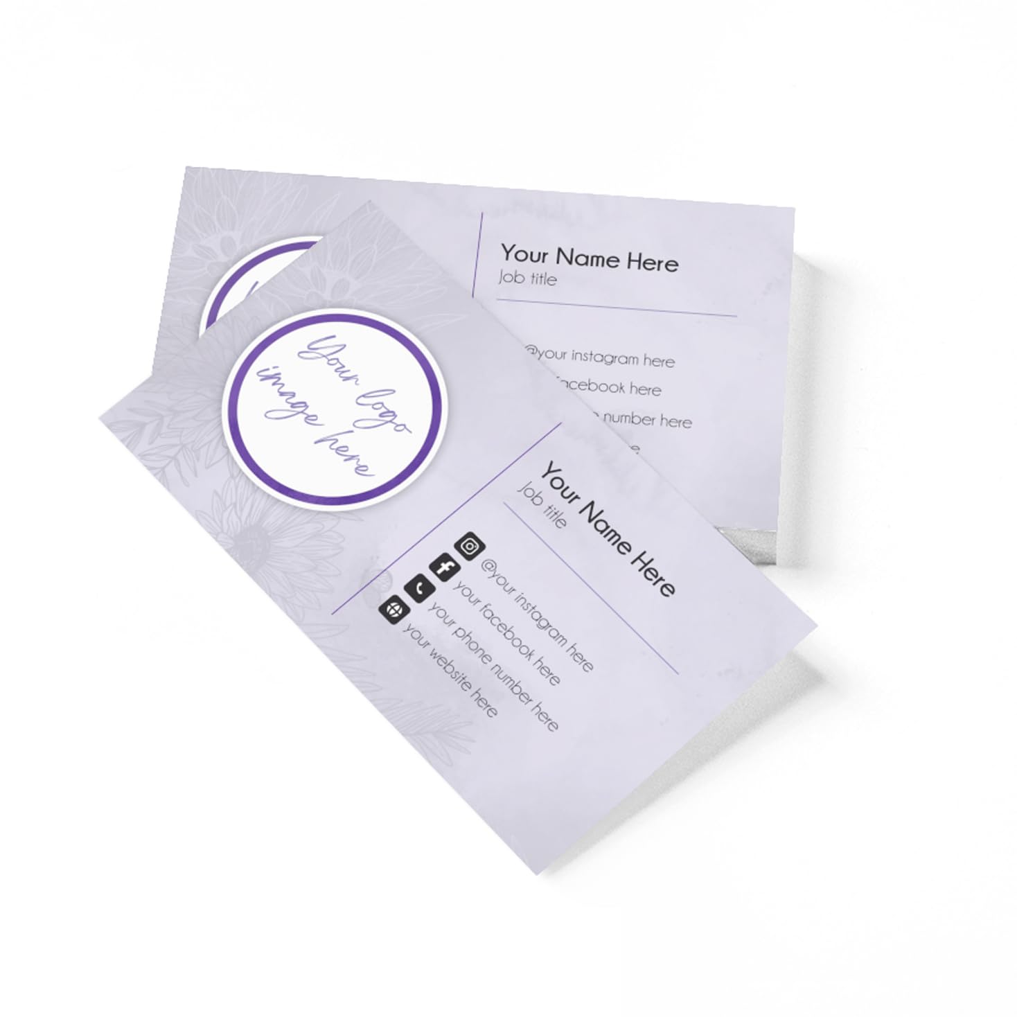 lepni.me Custom Thank You Cards for Good Customers of Small Business and Online Shop Owners with Your Name, Phone Personalized Purple Floral Design Greeting Cards Gloss Mat, Simple, Laminated โ image 1