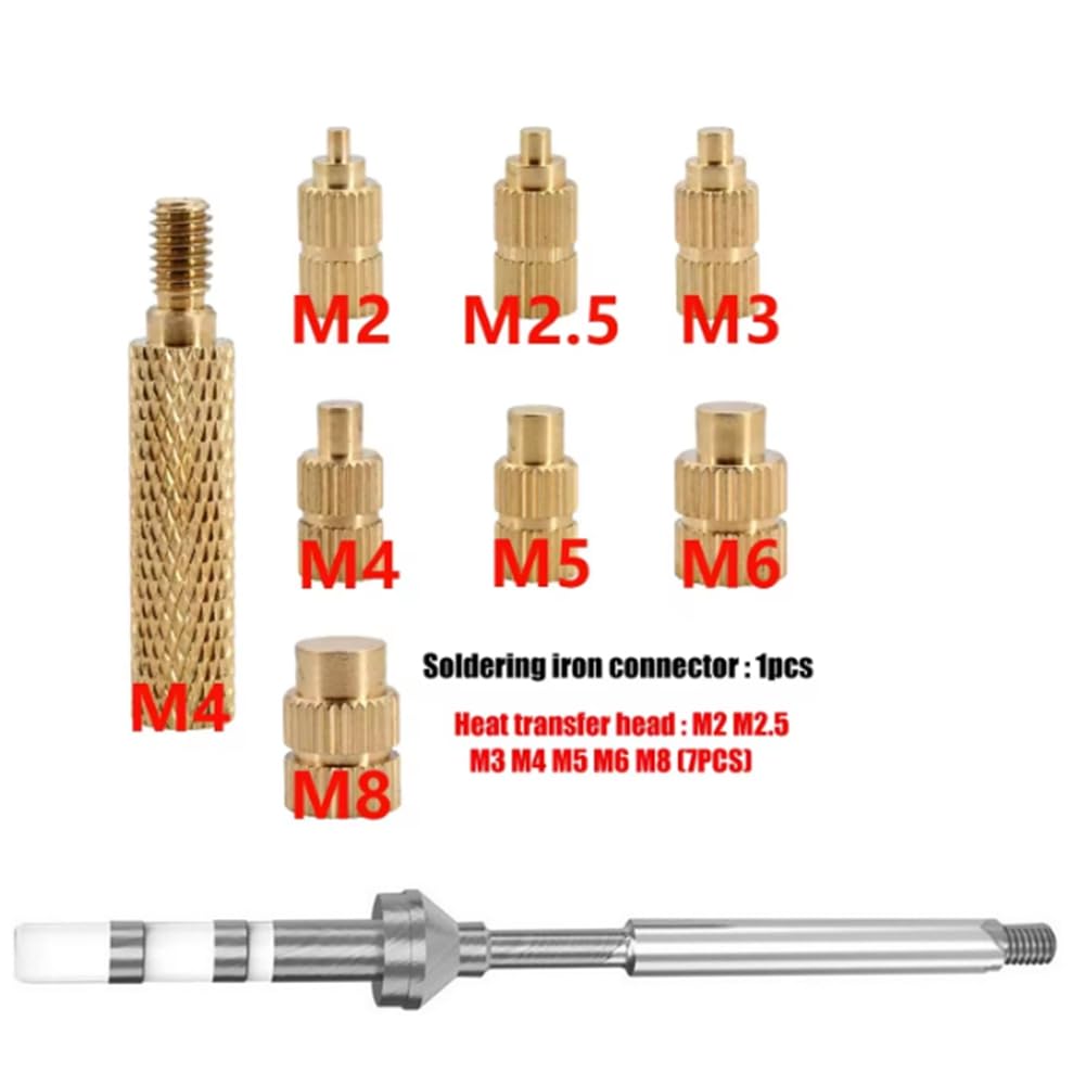Heat Set Insertion Tool M2-M8 Hot Melt Latón Tuerca Moleteada Punta Insertada Adaptador de Prensa TS100/TS101 Soldador