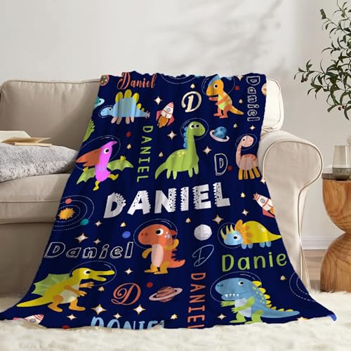 Todeyya Personalized Dinosaurs Baby Blanket Gifts Custom Toddler Blankets for Boys, Plush Throw Blanket, Dinosaurs Bedding Room Decor 30