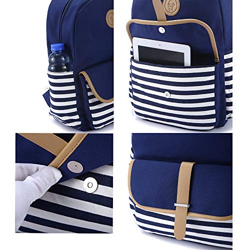 Flymei Cute Backpack For Girls, Lightweight Canvas Backpack For Teens Bookbag For Women Blue Backpack With Usb Charging Port #TOP3