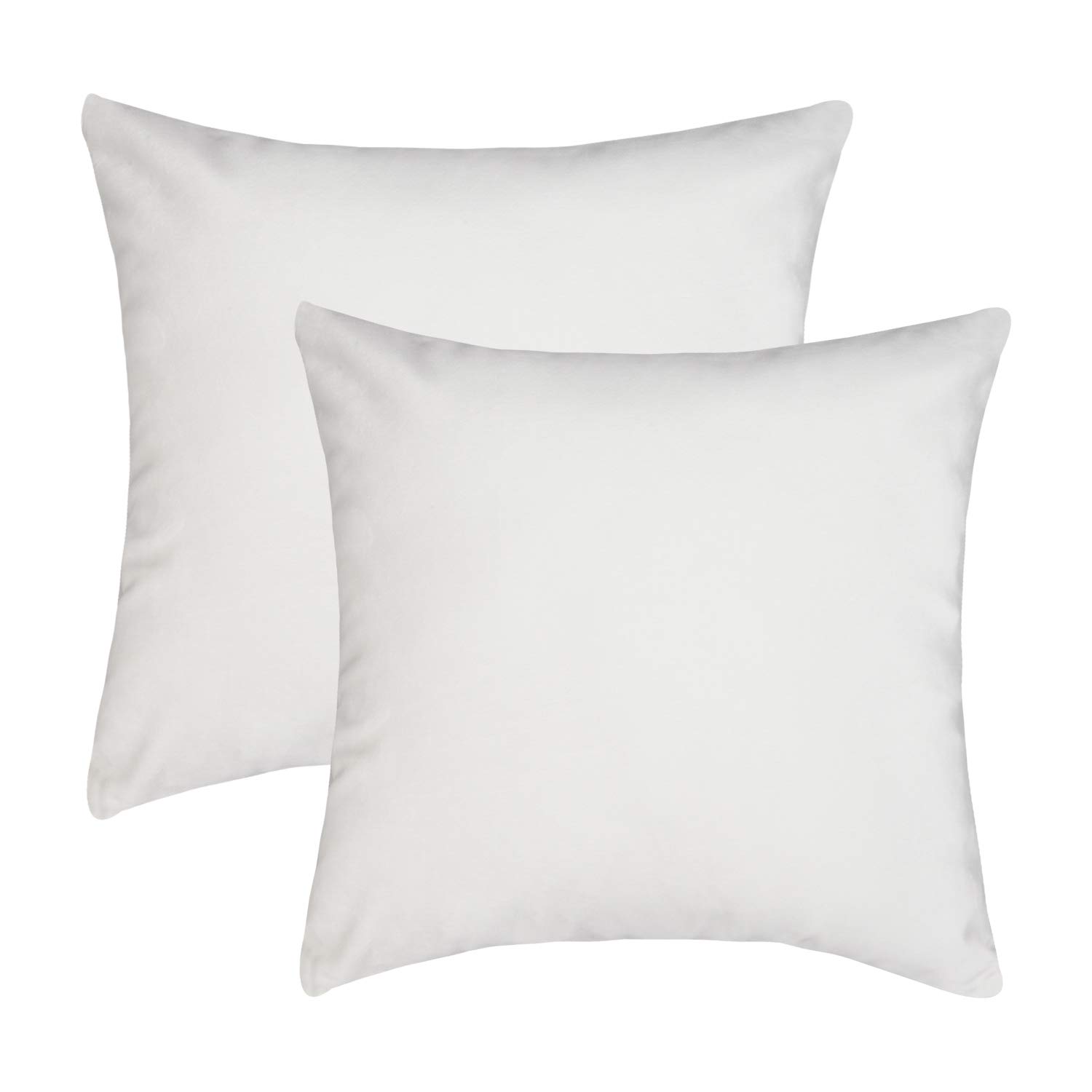 SUNOOMY Pack of 2 Deluxe Velvet Decorative Square Throw Pillow Covers Cushion Case Pillowcases for Sofa Couch Bed Chair,Pure White,18"x18"(45cm)