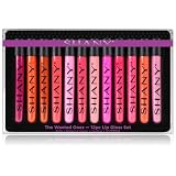 SHANY Lip Gloss Makeup Set, 12 Piece Professional Lip Color Collection with Shimmer and Pearl Finishes, Enriched w Aloe Vera Vitamin E, Long Lasting Glossy and Moisturizing Lip Luminizer - Wanted Ones