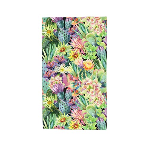 Varun Colorful Beautiful Flowers Cactus Long Hand Towels Wild Floral Succulent Plant Art Painting Ultra Soft Towel Absorbent Luxury Towels For Bathroom Hotel Gym And Spa 27.5X15.7In #TOP7
