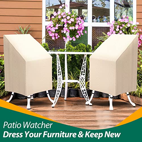Patio Watcher 100% Waterproof Patio Lounge Chair Cover, Durable Outdoor Lawn Patio Furniture Covers - Beige- High Back-25.5" L X 32.5" D X 34.0" H #TOP7