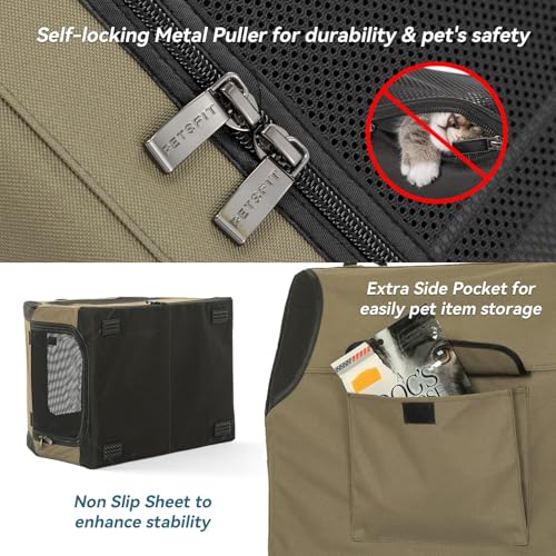 PETSFIT Hundebox Auto, Hundebox faltbar Kofferraum/Rückbank,Verstellbarer Bezug & verstärktes Netz, Hundetransportbox Auto mit Abschließbarer Reißverschluss