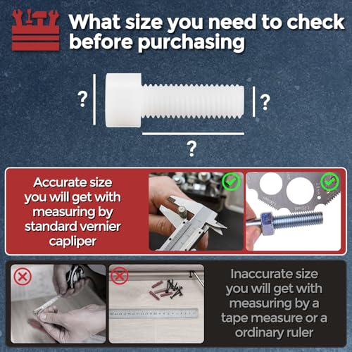 Image of 100pcs Socket Head Cap Screws - [M8-1.25 x 60mm] Nylon Hexagon Socket Head Cap Screw Plastic Allen Bolts for Device Fixing Mould Manufacturing Use, White