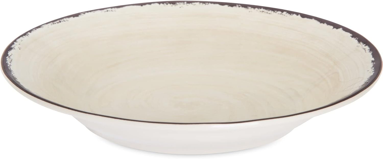 Carlisle FoodService Products Mingle Reusable Plastic Bowl Cereal Bowl with Pottery Style for Home and Restaurant, Melamine, 33 Ounces, Cream