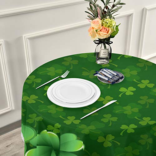 60" Inch Round Tablecloth Circular Table Cover Irish St Patricks Clover Shamrock Leaves For Buffet Table, Home,Parties, Holiday Dinner #TOP5