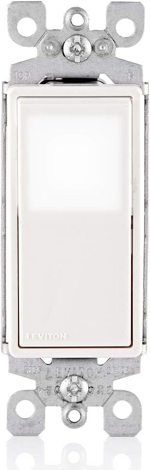 L5613-2W 15 Amp, 120/277 Volt, Decora LED Illuminated Rocker 3-Way AC Quiet Switch, Residential Grade, Grounding, White