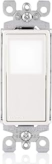 Leviton L5613-2W 15 Amp, 120/277 Volt, Decora LED Illuminated Rocker 3-Way AC Quiet Switch, Residential Grade, Grounding, White