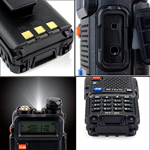Retevis RT-5R Two Way Radio Handhled Rechargeable, Dual Band 128CH 2-Way Radios Long Range High Power, Falshlight Walkie Talkies for Adults (10 Pack)