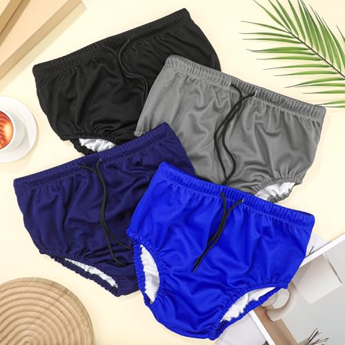 Cutecrop 4 Pcs Reusable Adult Swim Diapers Washable Cloth Diapers Leakproof Special Needs Swimwear for Incontinence Swimmers(Dark Color,Large)