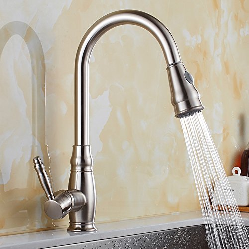 YHSGY Chrome Brass Kitchen Faucet Pull Out/Pull Down Kitchen Mixer 360 Degree Rotation Cold & Hot Water Kitchen Sink Tap