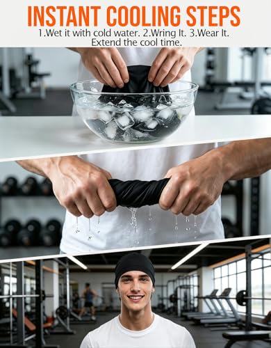 Image of Sweat Wicking Skull Caps Cooling Helmet Liner Hat Running Beanie Cycling Skullcap Sleeping Cap for Men Women