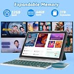 Android 15 Tablet, 10 inch 2 in 1 Tablets with Keyboard Mouse Case Stylus, 12GB+64GB+1TB Expandable, 1.8Ghz Quad-core Processor Computer, 1280*800 IPS HD Touchscreen, WiFi BT5.0 6000mAH Battery Laptop