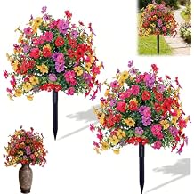 Artificial Flowers, Ground Plugs Flowers, Favorable Artificial Flowers, Outdoor/Indoor Waterproof Artificial Flower Decor, for Garden & Home Decor