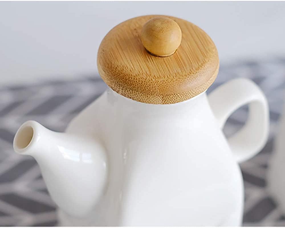 Vinegar Bottle Anti-Leakage Olive Oil Dispenser Bottle for - Home Essentials Ceramic Oil and Vinegar Dispenser Bottles with Wooden Cover