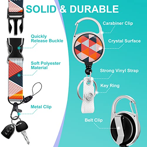 Plifal Id Badge Holder With Lanyard And Retractable Badge Reel Belt Clip,Aesthetic Stripe Keychain Lanyards Clip On Badge Extender Vertical Id Sleeve For Women Men #TOP3