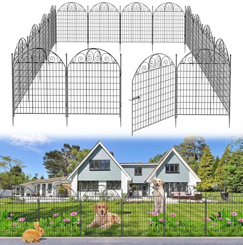Aisdan 10 Panels Decorative Garden Fence with Gate for Yard,