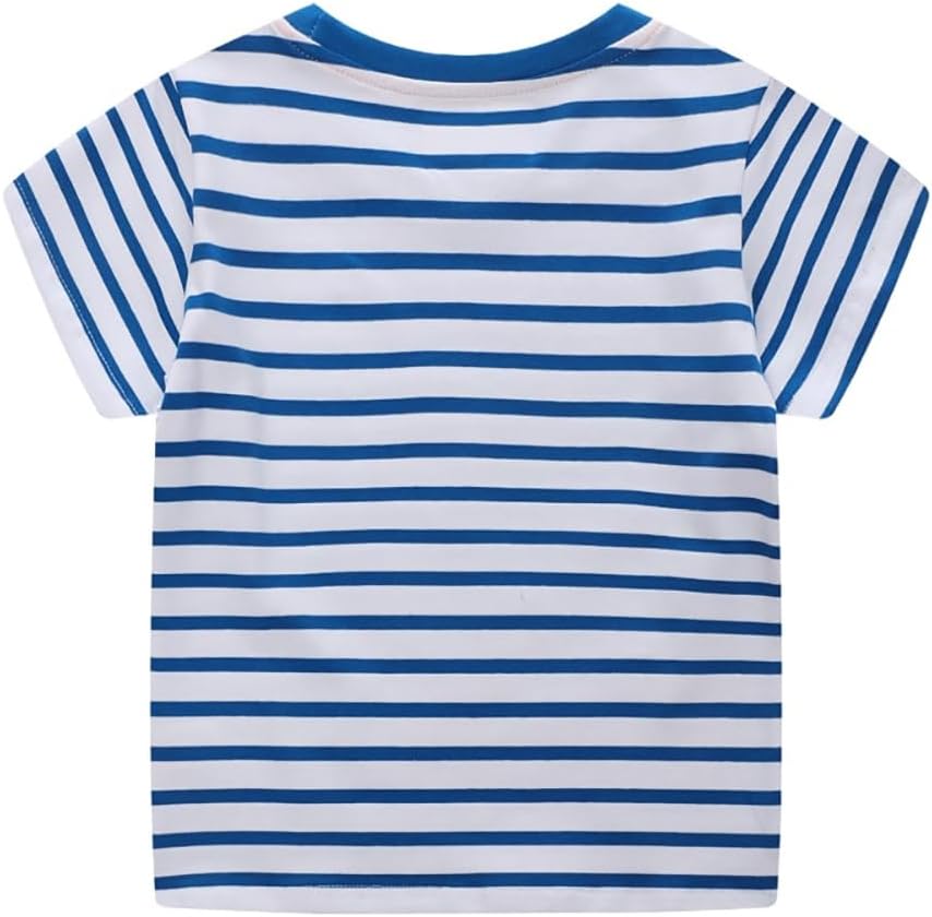 Toddler Boys T-Shirt Short Sleeve Shirt Dinosaur Print Cotton Summer Tops Tees Shark Graphic 2-7T