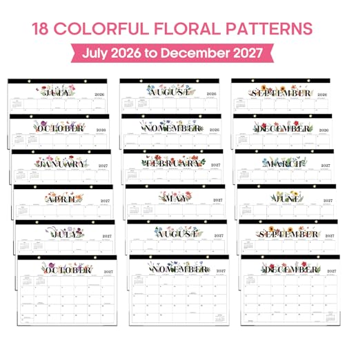 Image of Desk Calendar 2026-2027, 18-Month Calendar Runs from July 2026 to December 2027, Large 17 inch x 12 inch Monthly Desktop & Wall Calendar for Home & Office - Soft Botanica