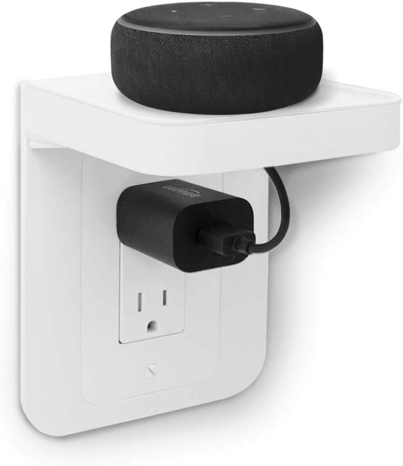 Outlet Shelf Wall Holder for Decora Outlets - Bathroom & Kitchen Organizer with Cord Storage, Quick Install Toothbrush Holder, Space-Saving Shelf for Bathroom Storage Smart Home Organization
