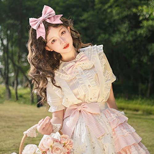 Suxgumoe Bow Headbands, Lolita Hair Band Bow Tie Head Wrap Headdress Hair Accessories for Women Girls Party and Cosplay (LIGHT PINK) - Thumbnail 6