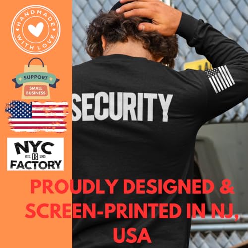 Men's Long Sleeve Security T-Shirt Screen-Printed Front & Back Tee4