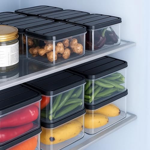 Sulfar Air Tight Plastic Fridge Storage Containers Set for Kitchen (1200 ML-2pcs, 2500ml-1pc) Pack of 3