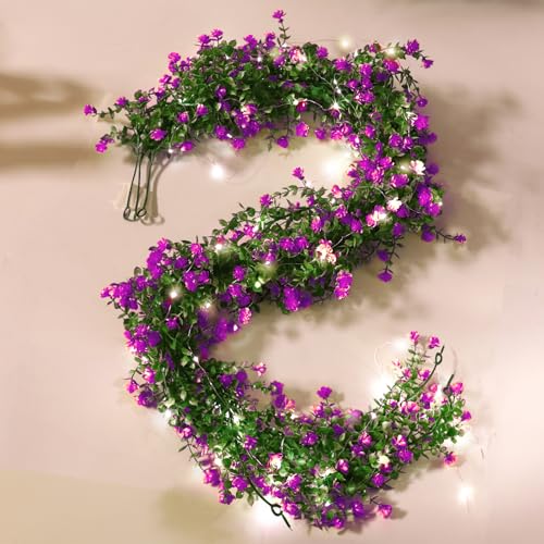 RECUTMS 3 Pcs Artificial Garland Greenery Fake Hanging Spring Lighted Vines