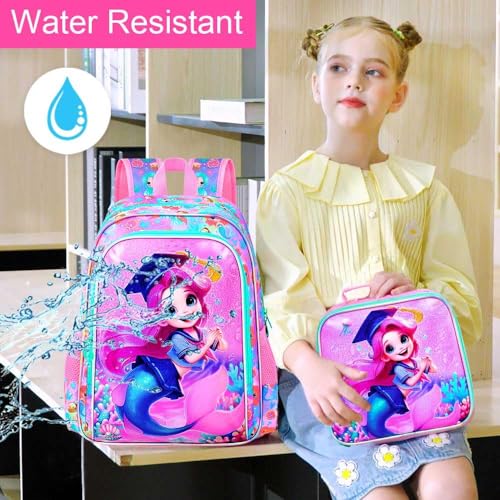 Image of AGSDON 3PCS Backpacks for Girls, 16 inch Elementary Kids Backpack Preschool School Bookbags and Lunch Box