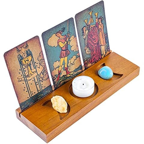 Curawood Tarot Card Holder Stand - Display Your Daily Draw - Tarot Card Stand for Display - Witchy Gifts, Witchcraft Supplies - Tarot Gifts for Women - Tarot Card Display - Wiccan Supplies and Tools Cover