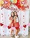 Happy Galentine's Day Banner Red Pink Galentine's Day Bunting Banner With Glitter,Galentines Day Heart Decorations for Galentines Day Anniversary Decorations Supplies