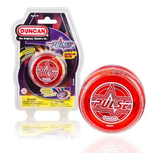 Duncan Toys Pulse LED Light-Up Yo-Yo, Intermediate Level Yo-Yo with Ball Bearing Axle and LED Lights, Clear/Red, Small