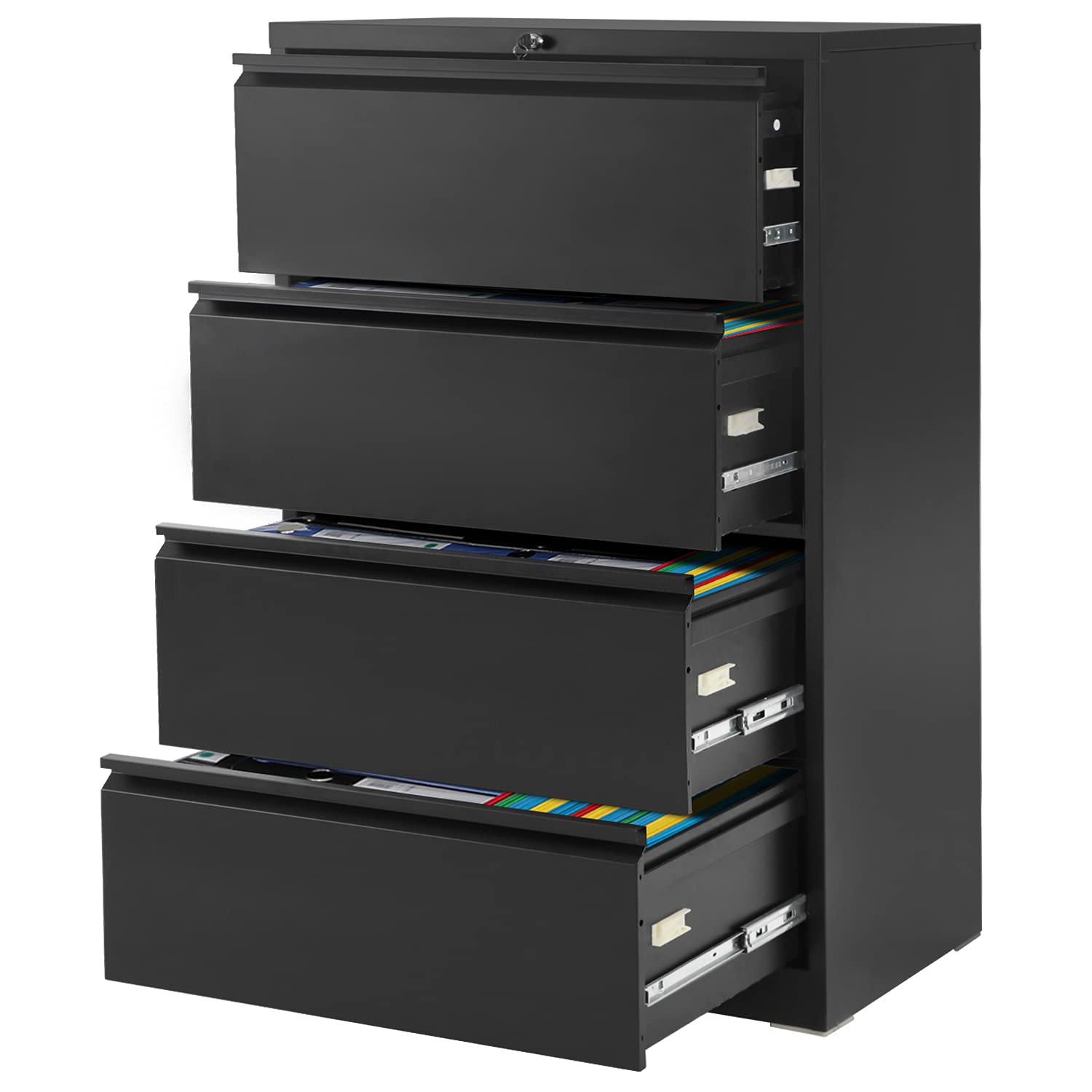 Buy Black 4 Drawer Lateral File with Lock, Locking Metal