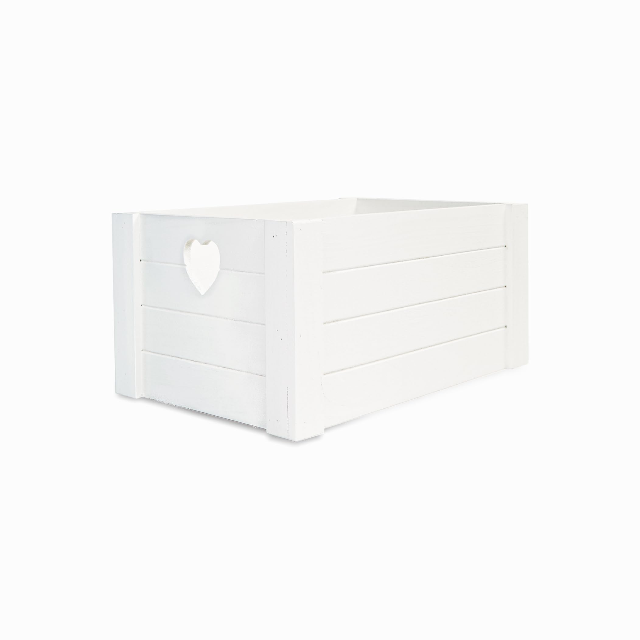 Wickerfield Small Wooden Box, Gift Basket, Wood Crate Boxfor Storage, Wood Storage Boxes, Wooden Crate Basket (White, Medium)