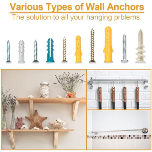 image for KURUI Drywall Anchors Assortment Kit for Sheetrock Concrete Brick, 350