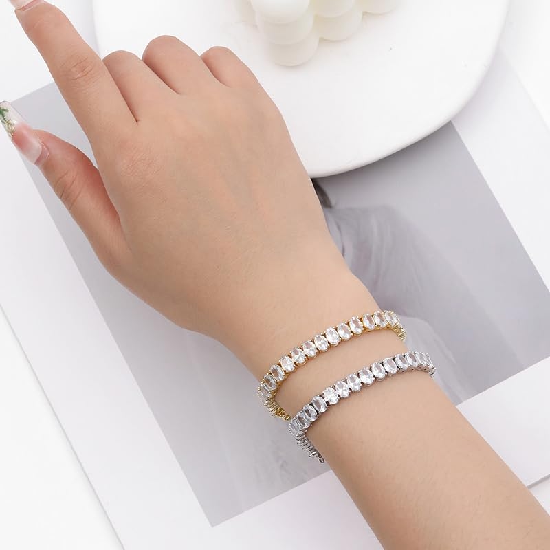 14K Gold Tennis Bracelet Adorned with 6mm Oval-Shaped Moissanite, Best Birthday Gifts for Women4