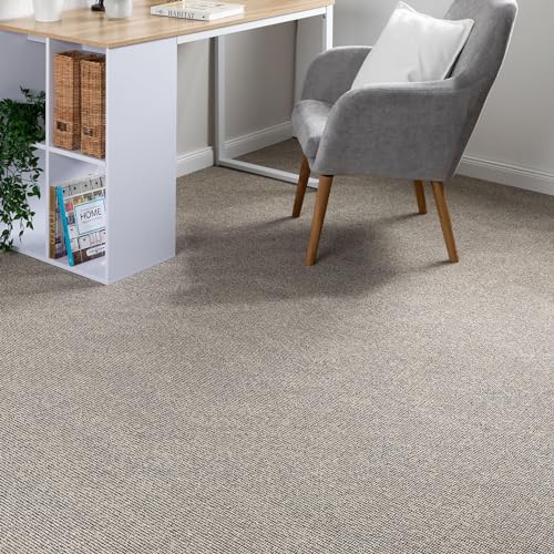 Steffensmeier Teppichboden Rhodos Meterware | Auslegware für Kinderzimmer Wohnzimmer Schlafzimmer | Beige Anthrazit, Größe: 100x800 cm