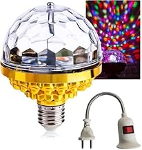 Khedu Fab® Colorful Disco Rotating Magic Ball LED Light Bulb with Sockets – Dazzling Crystal Disco Prom Stage Decor Light Bulb – Birthday Party Club Bar Halloween Christmas – (Pack of 1)