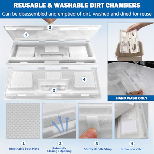 Extolife Replacement Pads for Shark Vacmop - Hard Floor Vacuum Mop VM252 VM251 VM200 VM200C VM252C QM250 VM250 VC205, 50 Pack Disposable Mop Pad Refills and 10 Pack Washable and Reusable Dirt Chambers - Thumbnail 3