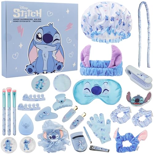 Get Trend Disney Stitch Adventskalender 2025 mit Accessoires Beauty Produkte Weihnachtskalender Geschenke für Frauen & Teenager Mädchen (Blau Stitch)