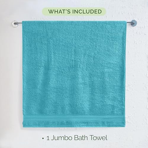 Image of Elegant Comfort Three Line Popcorn Towel Set for Bathroom 35 x 70 inches, Premium Hotel Quality 1-Pack Jumbo Towels, 100% Turkish Cotton, Soft and Durable, Quick Dry and Highly Absorbent, Aqua